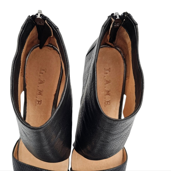 L.a.m.b Theo Swoop Front Black Pointy Heels Ankle Women's Size 6.5 - Picture 7 of 12